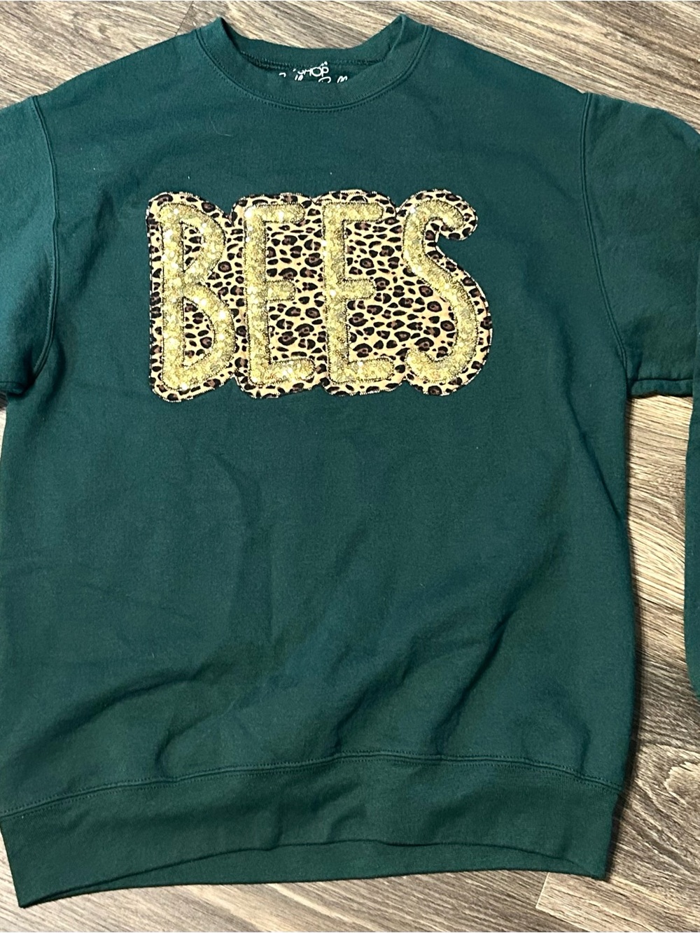 BEES Green Crewneck Sweatshirt with Leopard Patch